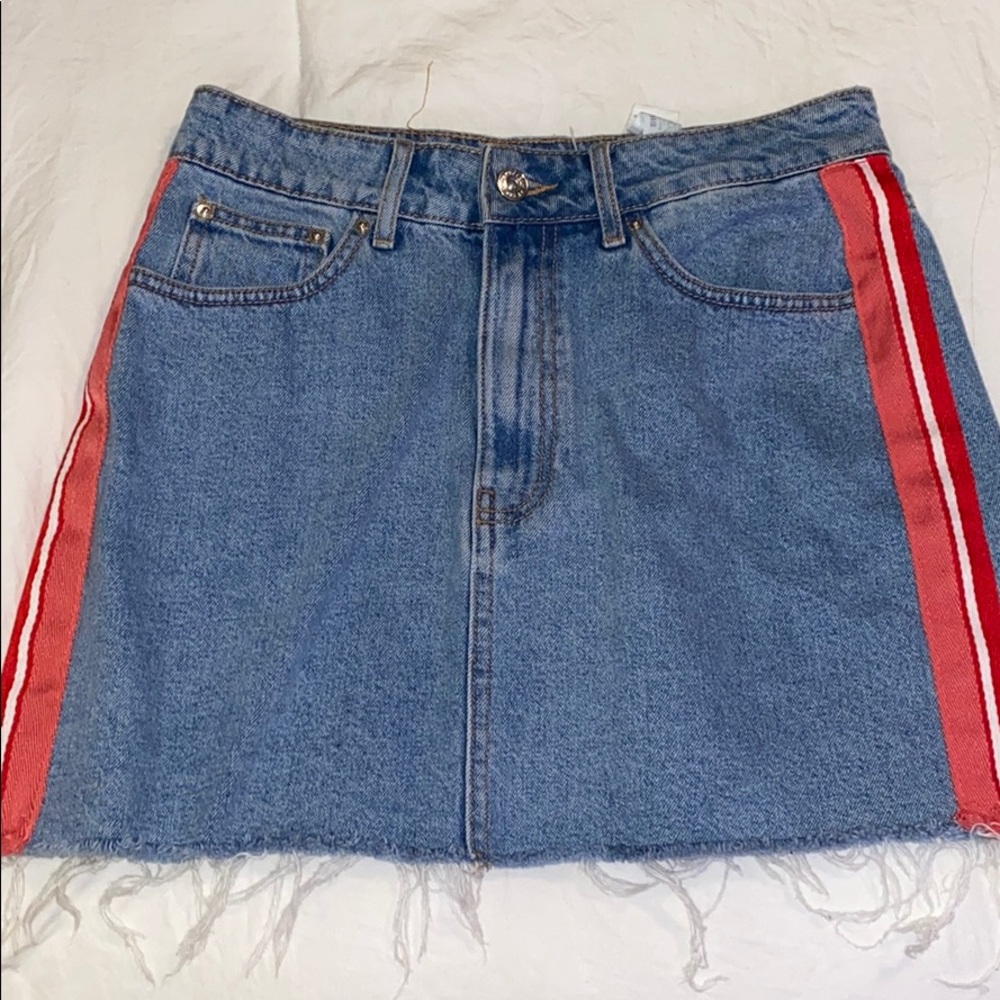 Zara TRF Jean skirt with stripes down the side
